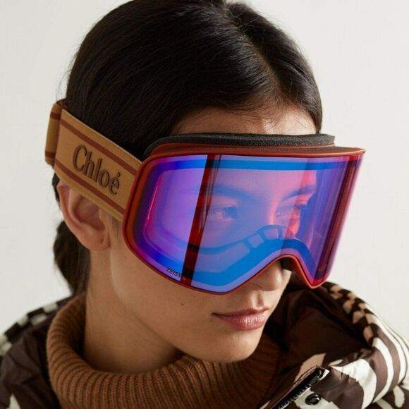NEW Chloe CH0072S 003 Matte Rust Orange Multilayer Blue Zeiss Ski Mask CH 0072S